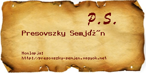 Presovszky Semjén névjegykártya